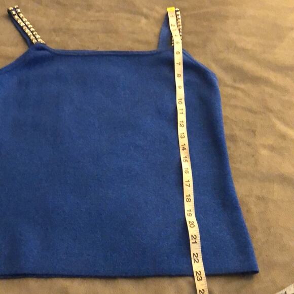 Michelle Antonelli 2pc Blue Sparkle Knit Top Set Woman Size Large Embellished - Picture 13 of 13